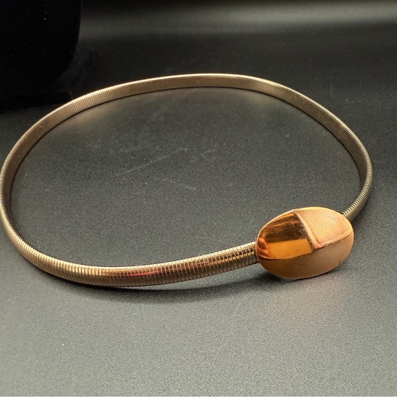 Vintage Gold-Tone Women's Snake Chain Belt with Copper Mod Circle Accent 24in - Picture 8 of 11